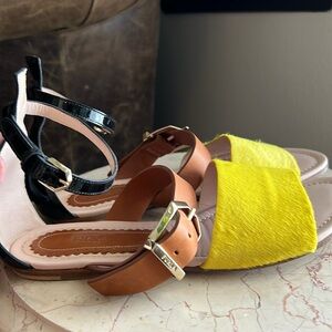 Furla Color Calf Hair Block Leather Sandals